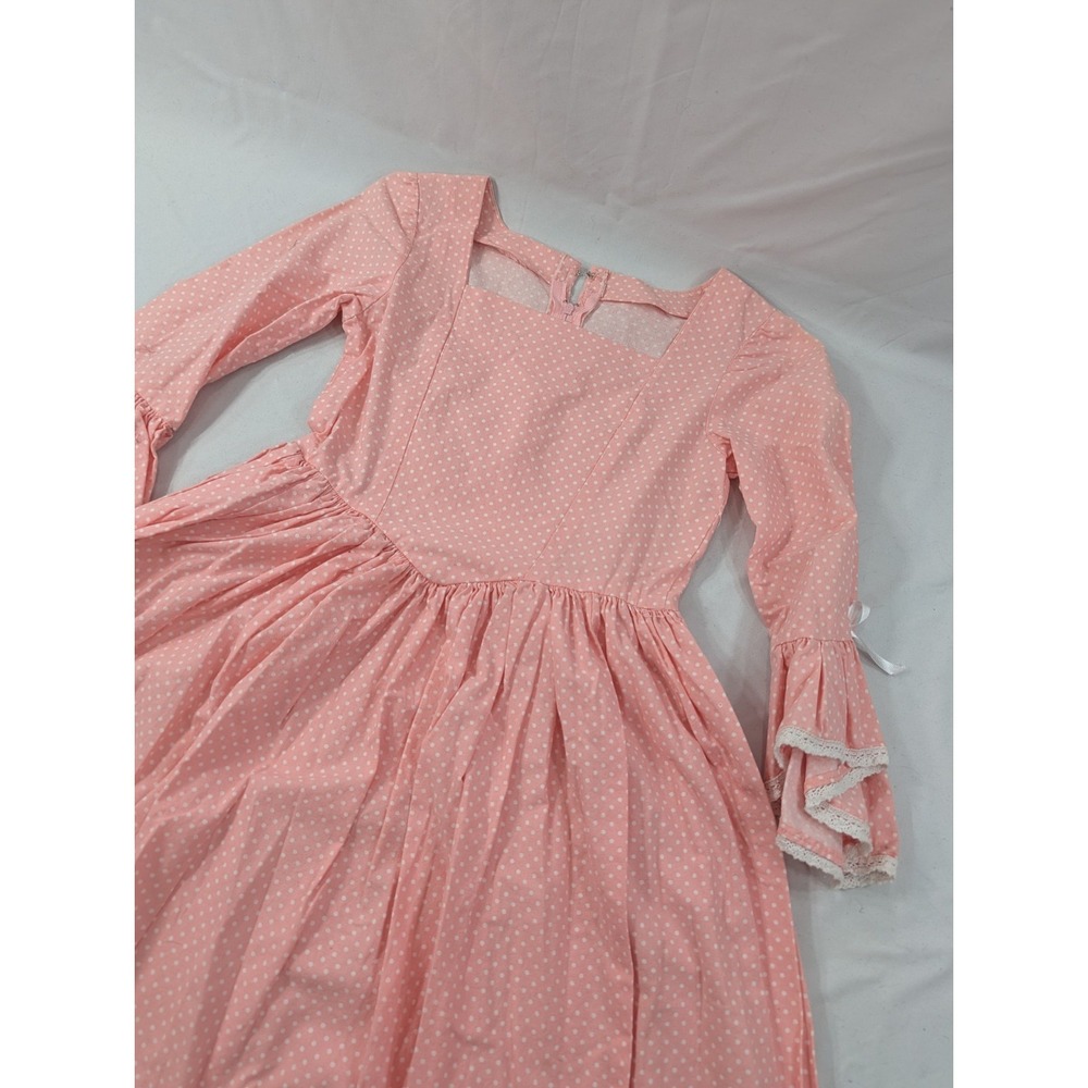 Vintage Pioneer dress Small Petite Handmade? Cotton Dress Women's Pink Polk Dot